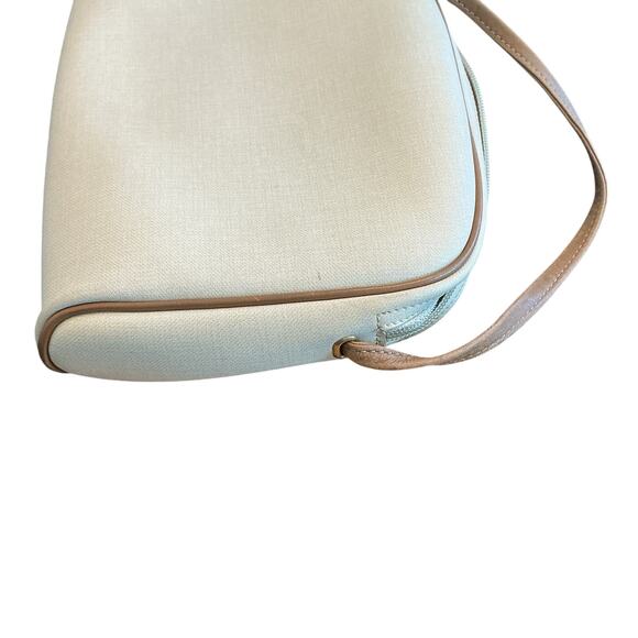 Vintage CHRISTIAN DIOR Saddle Bag Beige Canvas Leather Shoulder Crossbody Bag - Picture 5 of 15